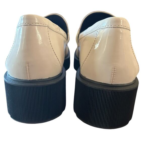 Aqua Blake Patent Square Toe Penny Loafer Chain Detail Platform Lug Sole NEW 9.5 - Picture 5 of 11